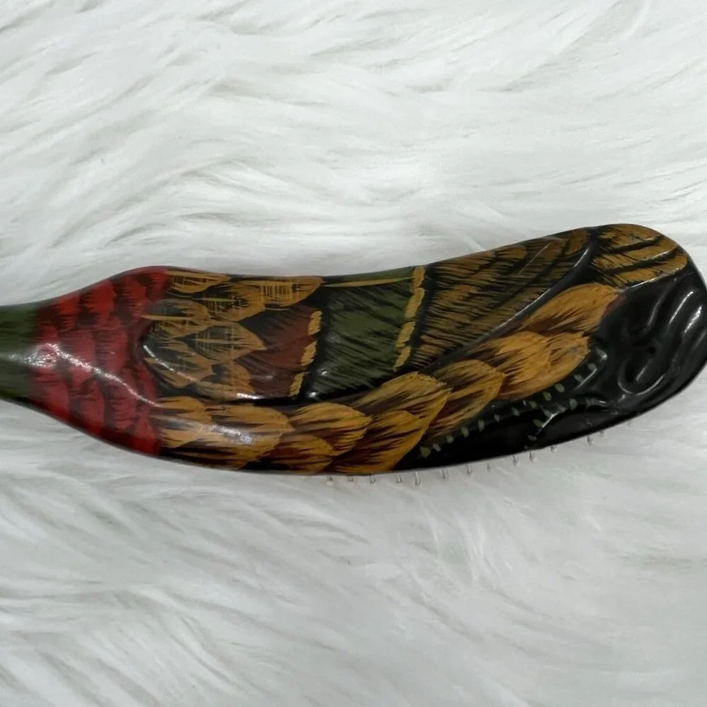 Vintage Hand Painted Unique Mallard Duck Design Decorative Hairbrush